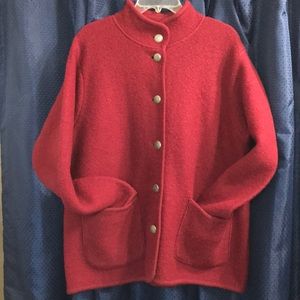 Boiled wool cardigan sweater